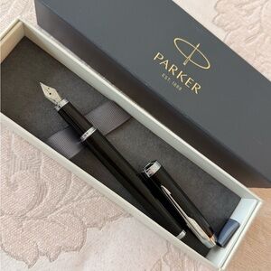 Parker Jet Black Pen with Silver Trim